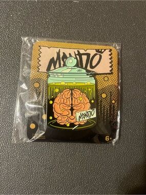 MONDO Pickled Brain Pin by Nolan Fleming - Green, Pink, Black